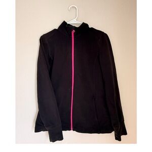 Danskin Now Black Full-Zip Athletic Track Jacket - Pink Trim - Size S (4-6)